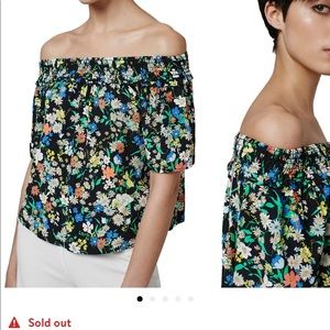 Topshop off the shoulder floral shirt